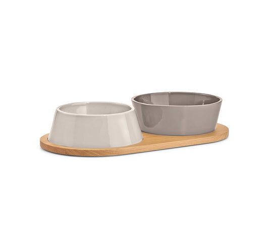 Doppio Dog Bowl + Tray Set
